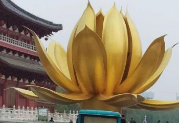 仿真蓮花雕塑 電鍍現(xiàn)代水蓮花雕塑 部隊(duì)花卉雕塑