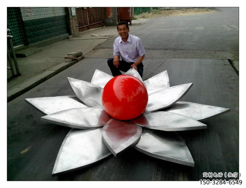 街頭蓮花雕塑 大型別墅區(qū)花卉雕塑 鋼管水蓮花雕塑
