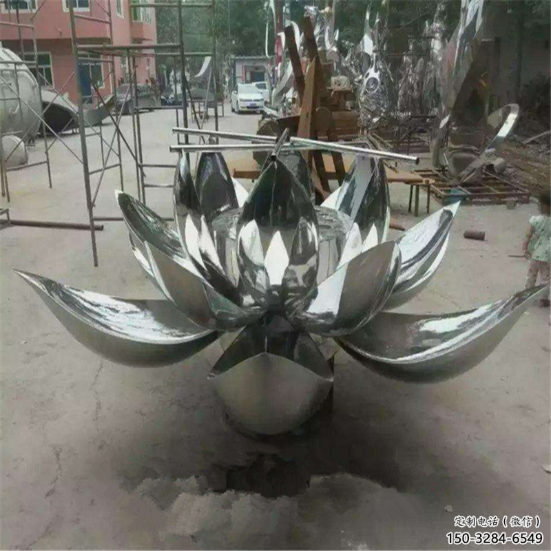 拉絲蓮花雕塑 鏤空創(chuàng)意花卉雕塑 別墅區(qū)花卉雕塑