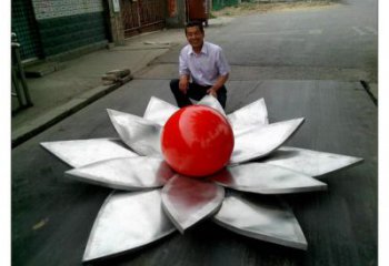 街頭蓮花雕塑 大型別墅區花卉雕塑 鋼管水蓮花雕塑