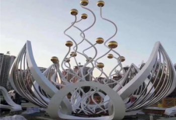 異形蓮花雕塑 現代校園花卉雕塑 校園水蓮花雕塑