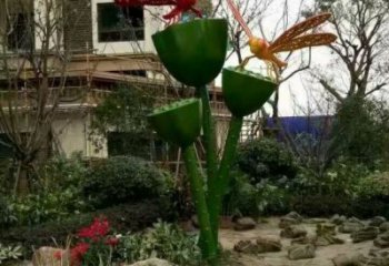 廣場蓮藕雕塑 抽象蓮科雕塑 烤漆雕塑