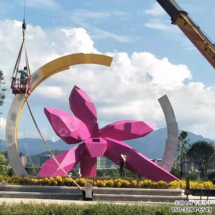彩繪蘭花雕塑 電鍍現(xiàn)代玉蘭花雕塑 公園雕塑