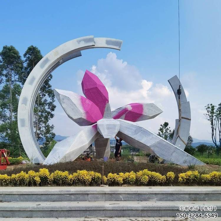 異形蘭花雕塑 現代校園雕塑 校園玉蘭花雕塑