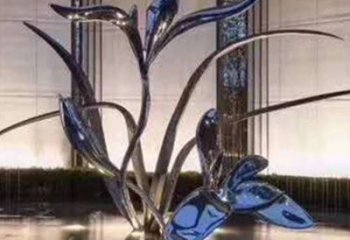 鏡面蘭花雕塑 烤漆大型雕塑 彩繪玉蘭花雕塑
