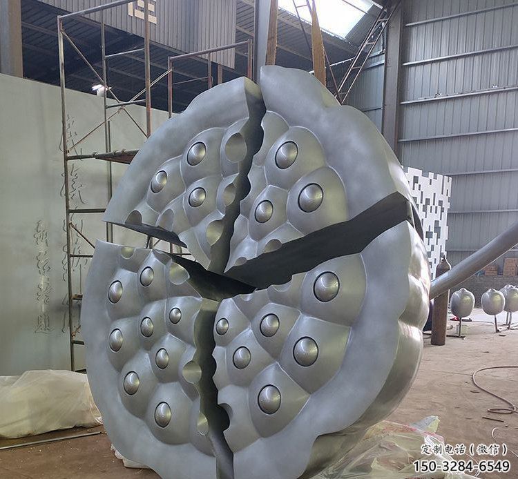 鑄造蓮蓬雕塑 中式村口雕塑 景觀植物雕塑