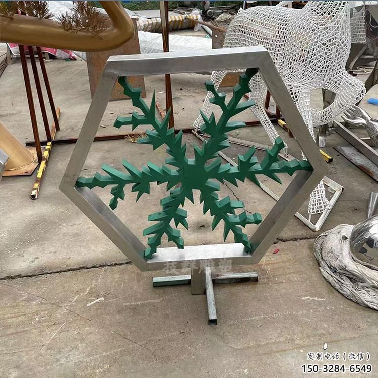 街頭雪花雕塑 大型別墅區雕塑 鋼管窗花雕塑