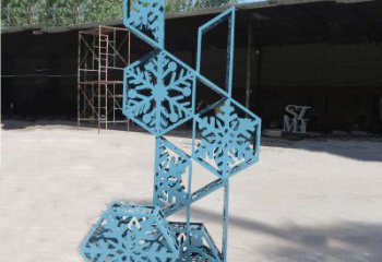 商業(yè)街雪花雕塑 烤漆雕塑 彩繪窗花雕塑