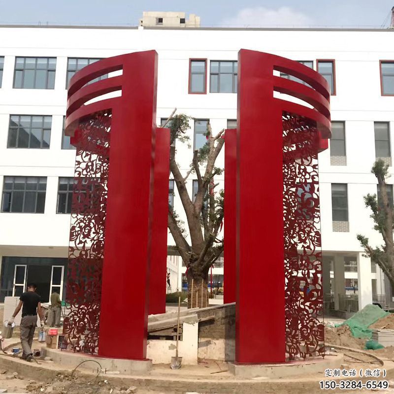 鏤空烤漆不銹鋼大門雕塑，拱門藝術結構