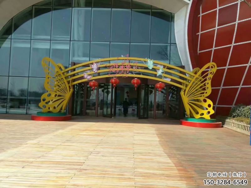 蝴蝶拱門雕塑,鏤空工藝，不銹鋼蝴蝶拱門雕塑
