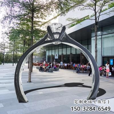 戒指門套雕塑,公園景觀雕塑，不銹鋼拱門雕塑廠家