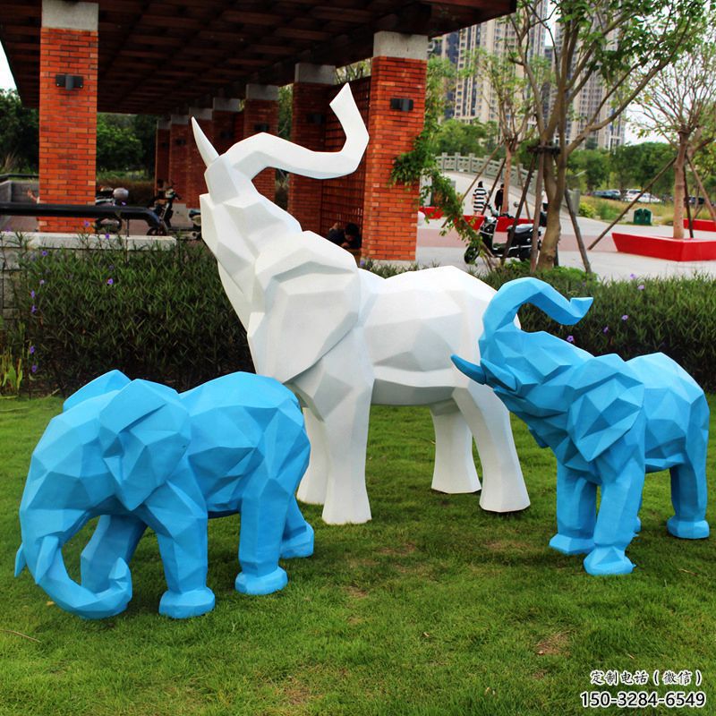 切面大象雕塑擺件供需，動(dòng)物制作，幾何大象雕塑廠家