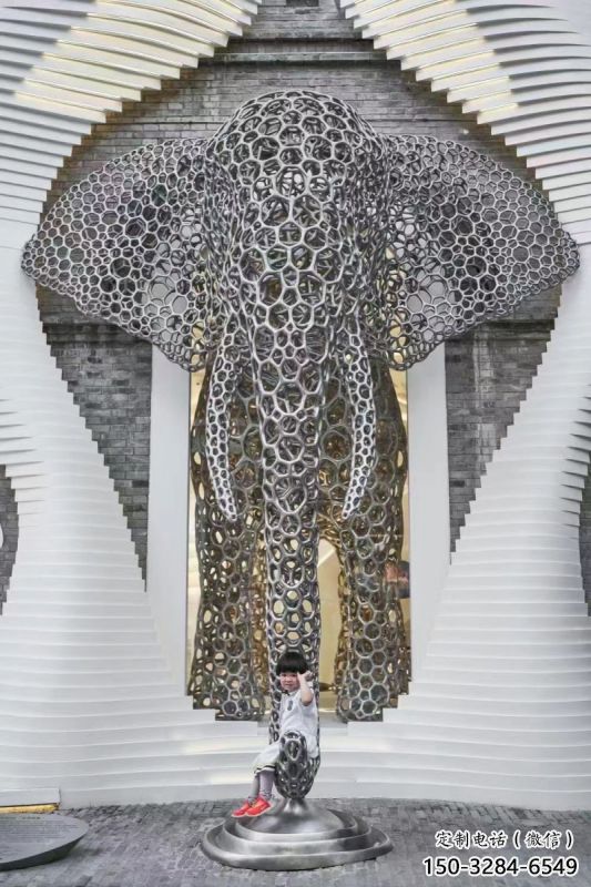 大象頭雕塑預定，城區小品，鏤空大象雕塑制造商