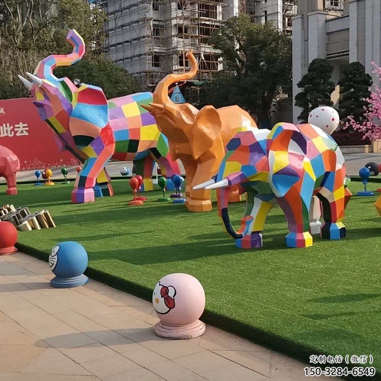公共大象雕塑訂做，城市裝飾，景觀卡通大象雕塑展品