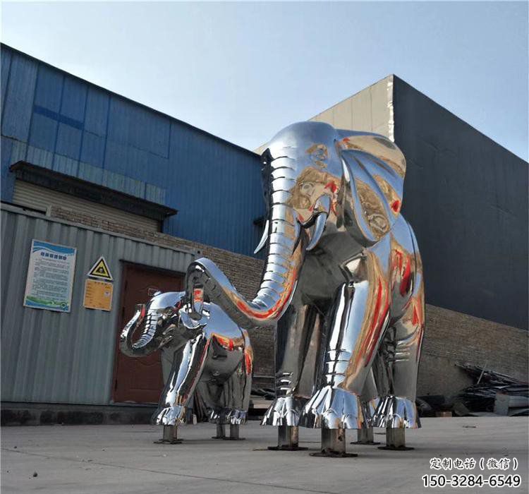 景觀大象雕塑供求，白鋼構件，鏡面大象雕塑觀賞型