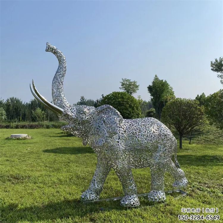 大象雕塑標志精選，街頭藝術，公園鏤空大象雕塑承接