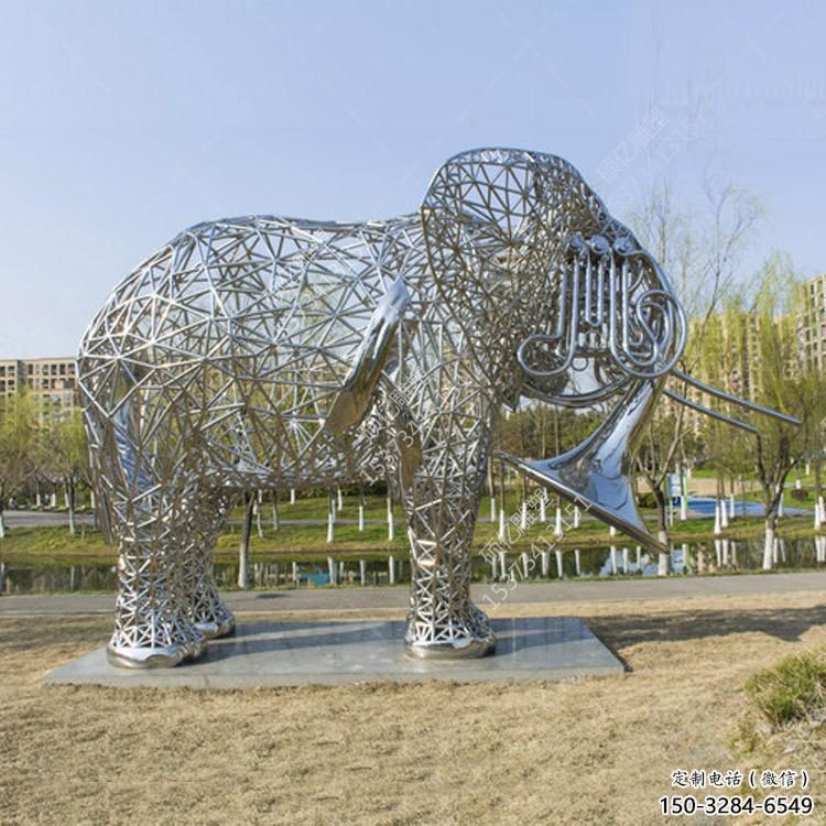 大象雕塑承接，動(dòng)物鏤空雕塑，鏤空大象雕塑定制
