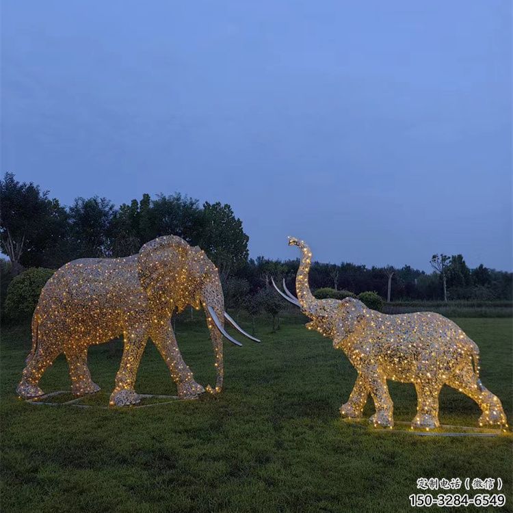 小品大象雕塑生產，燈光雕塑，各類鏤空大象雕塑定制