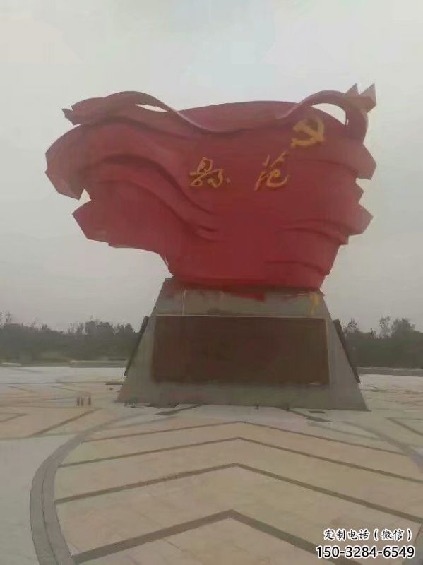 庭院旗幟雕塑，戶外革命雕塑，烤漆形式