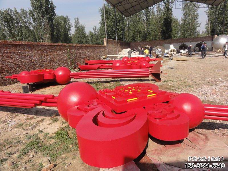 公園中國結雕塑廠家，烤漆工藝制作，民俗文化標識