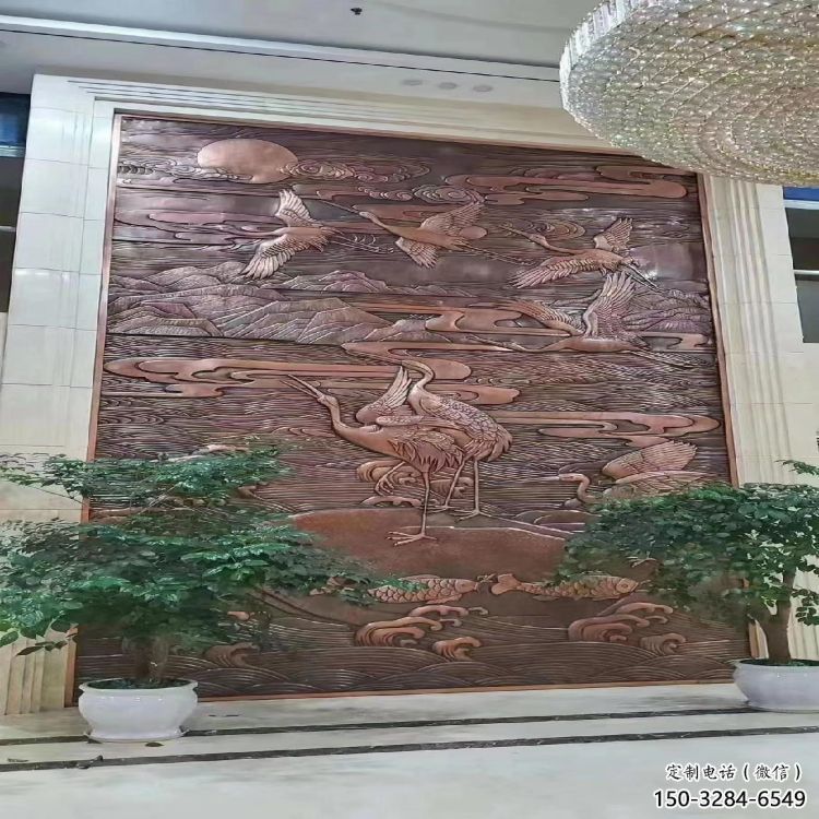 彩繪仙鶴浮雕通用，花園小品，廣場動物浮雕優(yōu)價