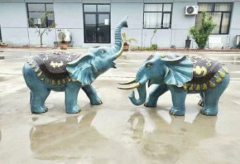 大象景觀雕塑常用，景觀擺件，彩色彩繪大象雕塑