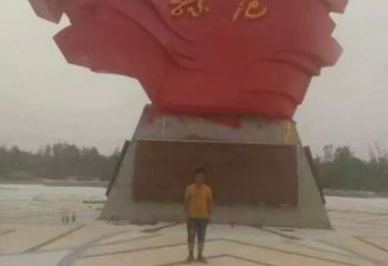 景區(qū)旗幟雕塑，戶外革命雕塑，鐵藝材質(zhì)