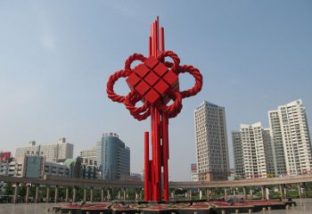 庭院中國(guó)結(jié)雕塑廠(chǎng)家，烤漆工藝制作，民俗文化標(biāo)識(shí)