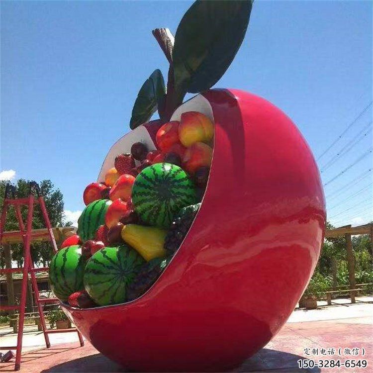 景觀果籃雕塑工程供應，公園雕塑，不銹鋼果籃雕塑工藝供求