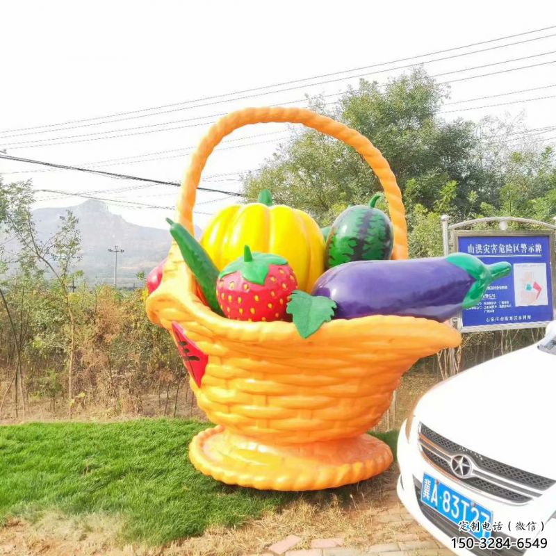 商業(yè)果籃雕塑承接，鍛造工藝，不銹鋼果籃雕塑抽象訂做