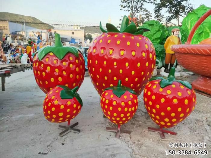 果籃雕塑選用，街道標識，園林草莓果籃雕塑批發
