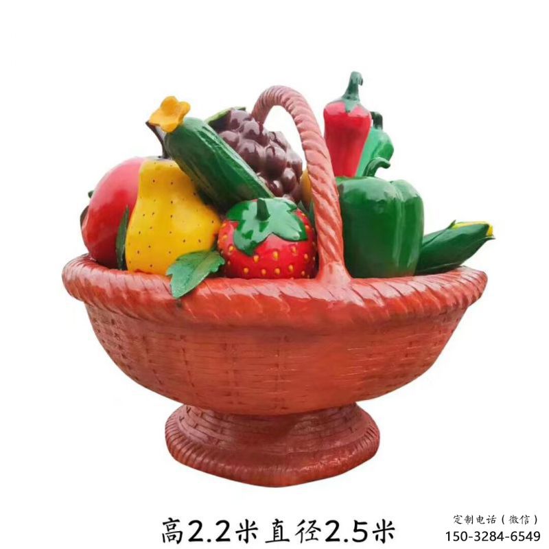烤漆果籃雕塑制造商，室外軟裝，仿真果籃雕塑承接