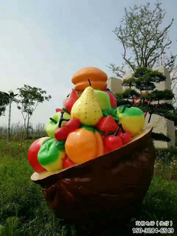 果籃雕塑觀賞型，標(biāo)識雕塑，蘋果果籃雕塑展品