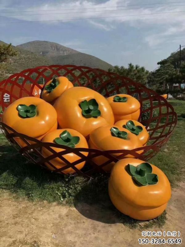 景觀果籃雕塑觀賞型，廣場系列，柿子果籃雕塑優(yōu)選