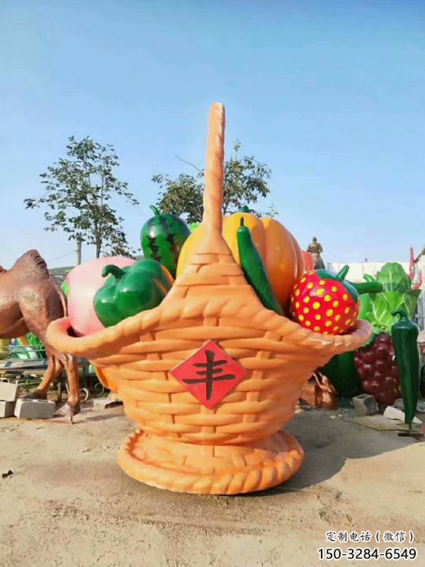 景觀果籃雕塑供需，美陳雕塑，景觀蔬菜果籃雕塑承接