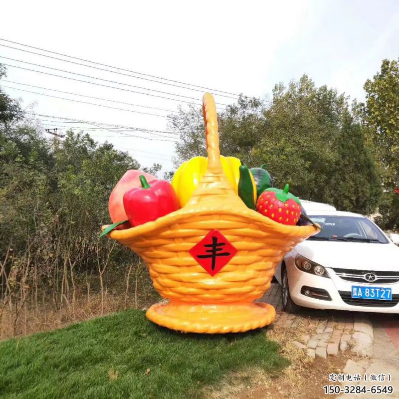 廣場果籃雕塑精選，室外軟裝，抽象水果果籃雕塑精選