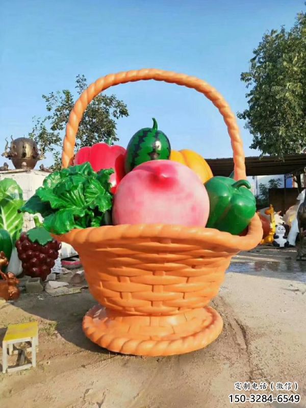 果籃雕塑定做，公園小品，戶外鴨梨果籃雕塑供應