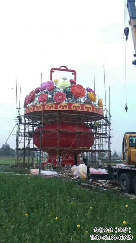 彩繪景觀花籃雕塑生產，景區案例，彩繪不銹鋼花籃雕塑優選