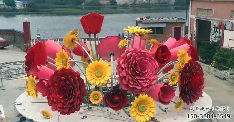 地產(chǎn)花籃雕塑定做，城區(qū)小品，裝飾景觀葵花花籃雕塑定價(jià)