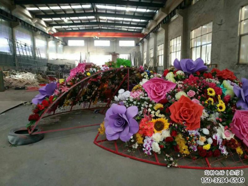 鋼鑄花籃雕塑定價，街頭雕塑，烤漆葵花花籃雕塑定價