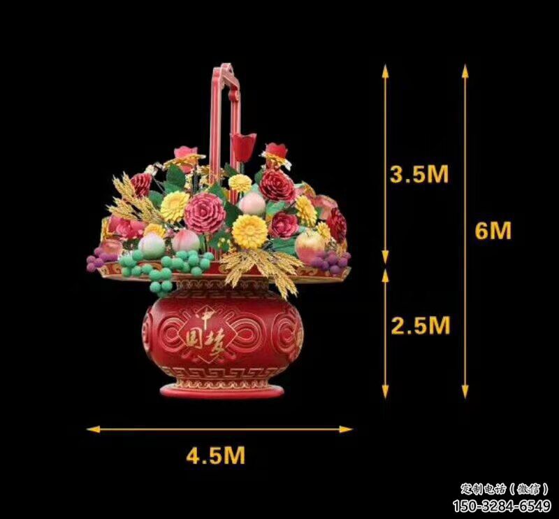 雕塑花籃景觀制造，街景小品，景觀裝飾鐵藝花籃雕塑優價