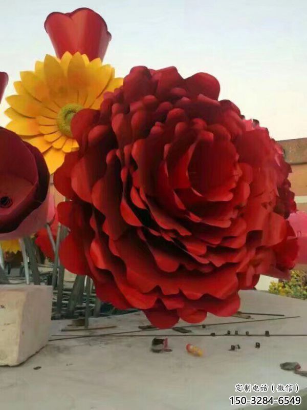 金屬花籃雕塑制作觀賞型，城市裝飾，空間月季花花籃雕塑標準