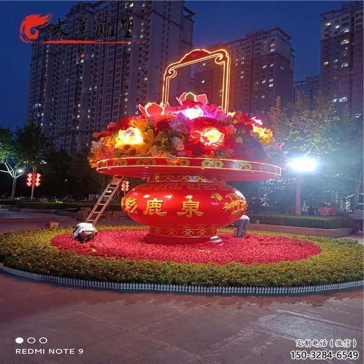 各類花籃雕塑精選，透雕系列，公園景區(qū)花籃雕塑提供