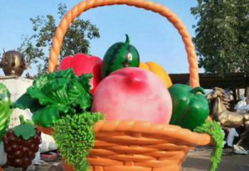 果籃雕塑優選，多彩藝術，抽象玻璃鋼果籃雕塑選用