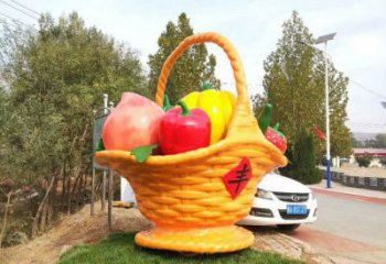 鋼結(jié)構(gòu)果籃雕塑指用，景觀雕塑，園林藝術(shù)不銹鋼果籃雕塑點(diǎn)擊