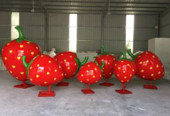 抽象果籃雕塑展品，小區(qū)雕塑，草莓果籃雕塑工程