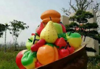 果籃雕塑觀賞型，標識雕塑，蘋果果籃雕塑展品