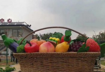 酒店果籃雕塑定價，景觀雕塑，蔬菜果籃雕塑擺件