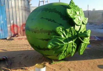 制造果籃雕塑展品，鋼管組合，西瓜果籃雕塑常用