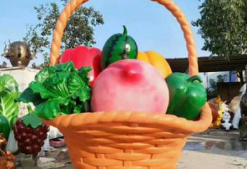 果籃雕塑定做，公園小品，戶外鴨梨果籃雕塑供應